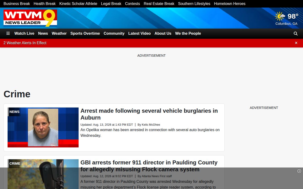 Troup County regional crime-news stream from WTVM