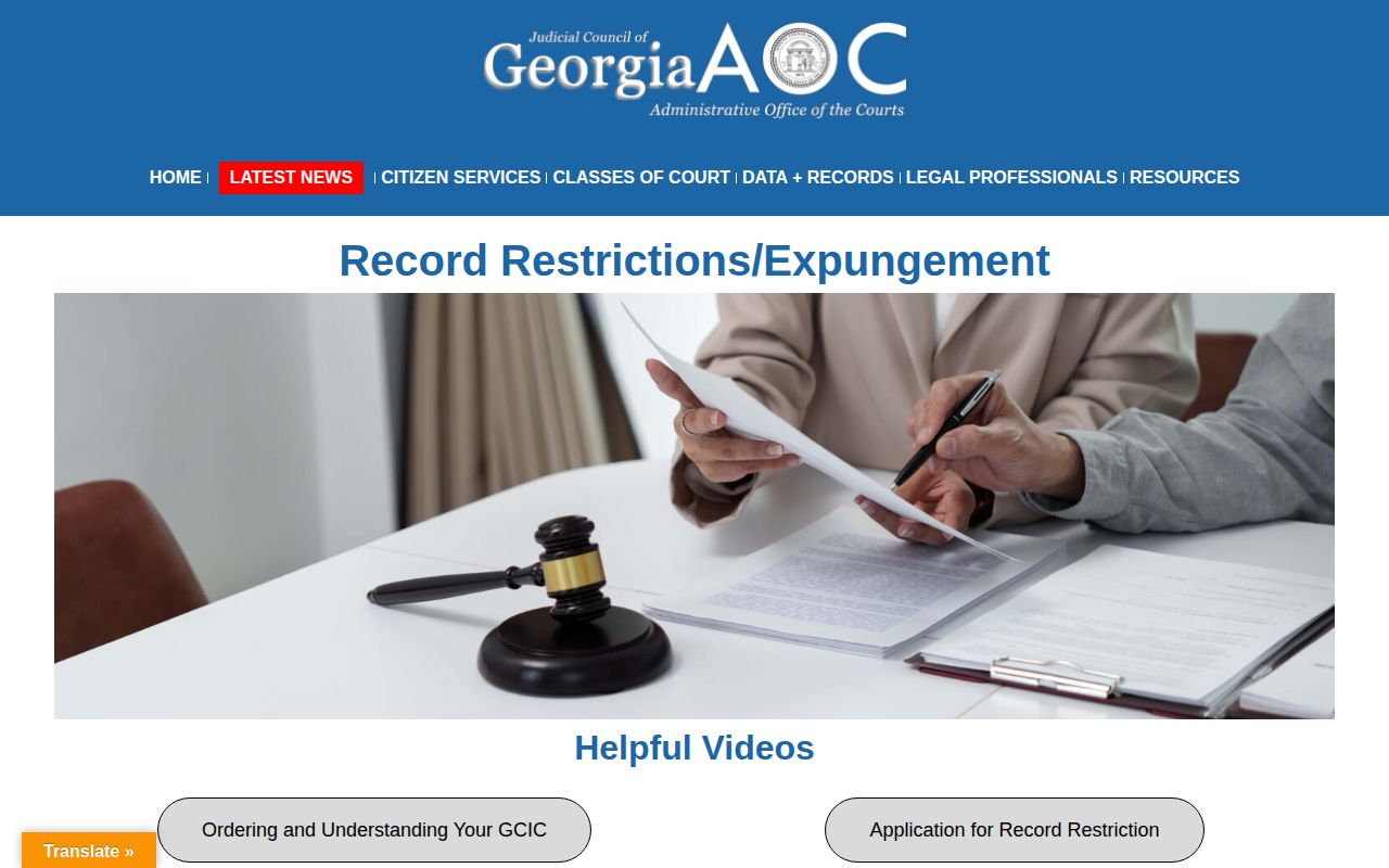 Georgia record restriction and sealing resources for Troup County bookings