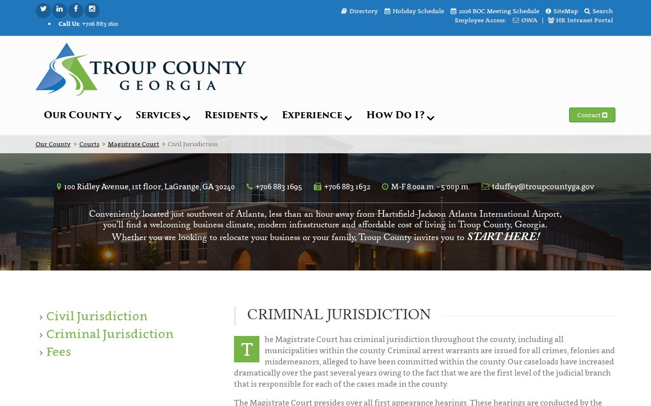 Troup County Magistrate Court warrant and first-appearance information