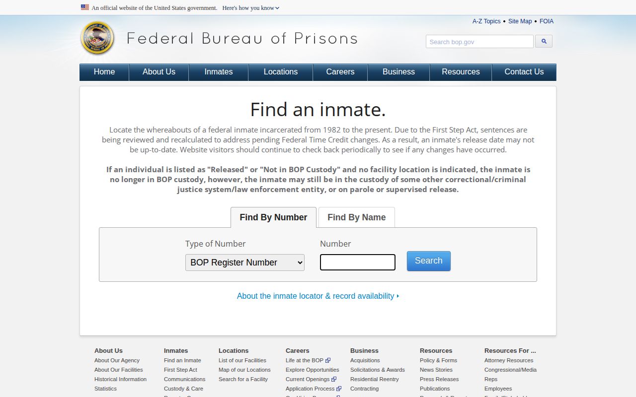 Federal Bureau of Prisons locator for a Troup County custody question