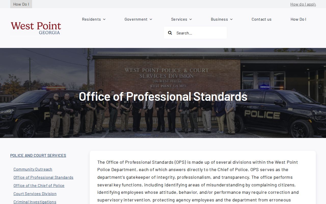West Point police open-records and professional-standards route